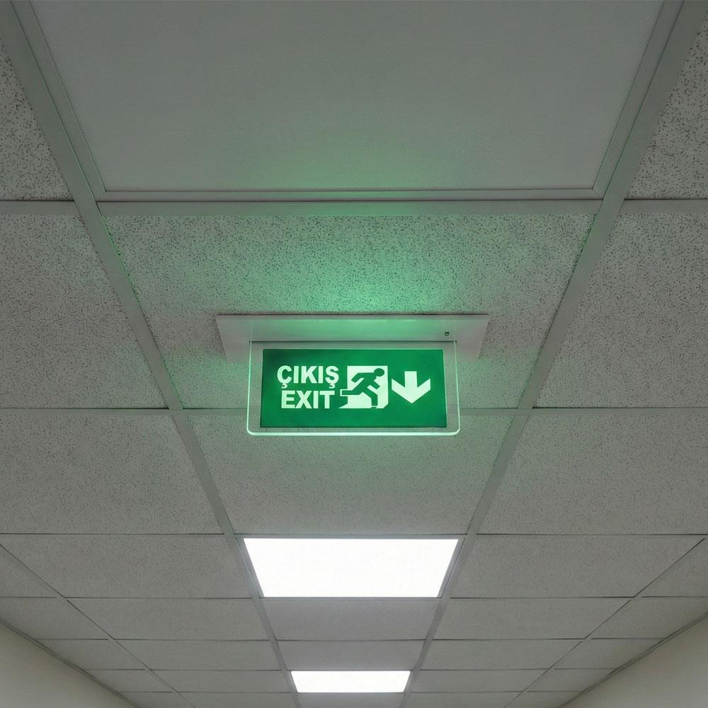 Çiftyüz Sıva Altı Acil Çıkış Yönlendirme Armatürü O Seri 70 x 390 x 180 mm