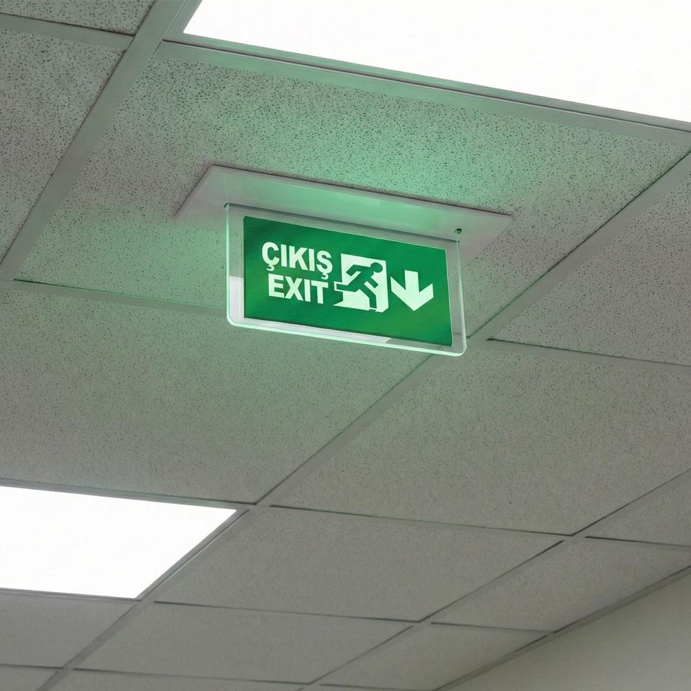 Çiftyüz Sıva Altı Acil Çıkış Yönlendirme Armatürü O Seri 70 x 390 x 180 mm