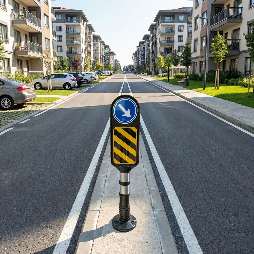 Delinatörlü Refüj Başı Levhası - Siyah