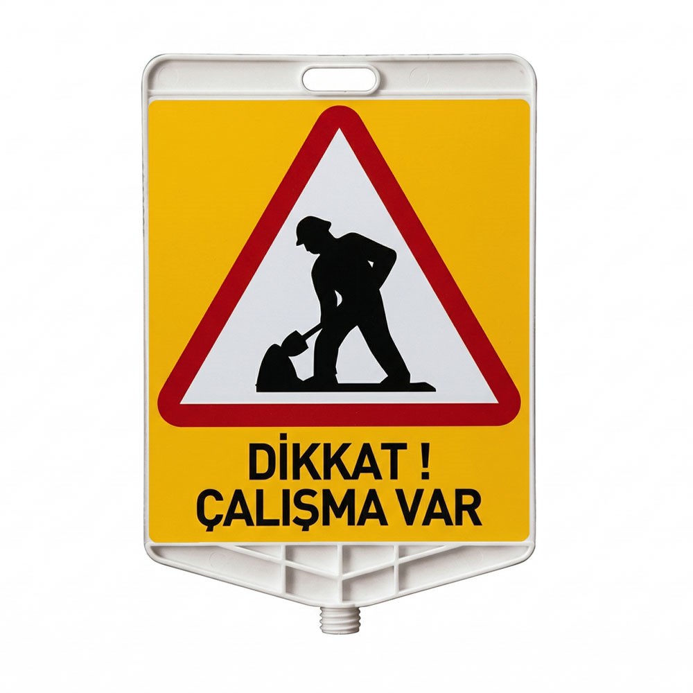 Dikkat Çalışma Var Dikdörtgen Levha Çift Taraf Baskı