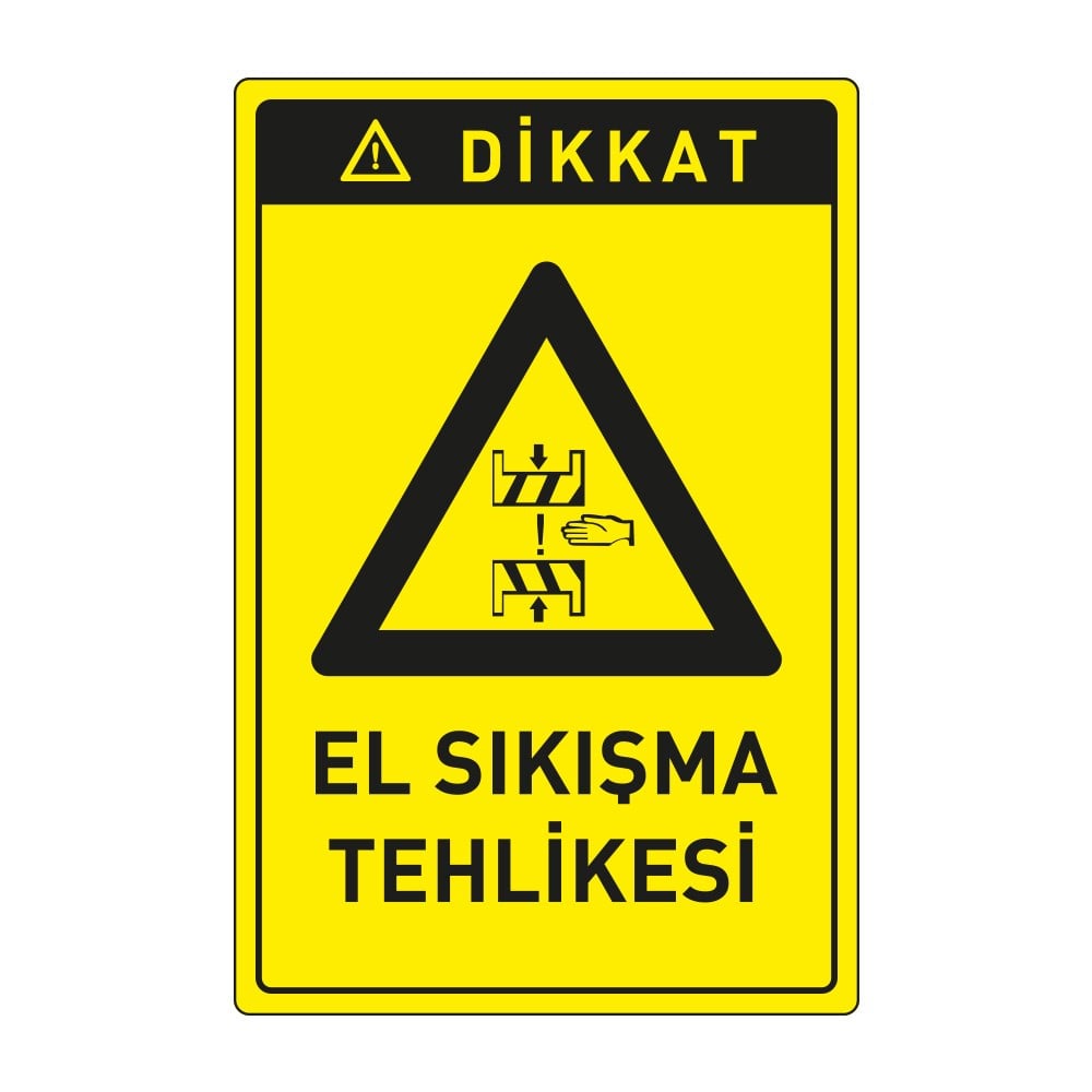 Dikkat El Sıkışma Tehlikesi LevhasıDikkat ve Tehlike Levhaları