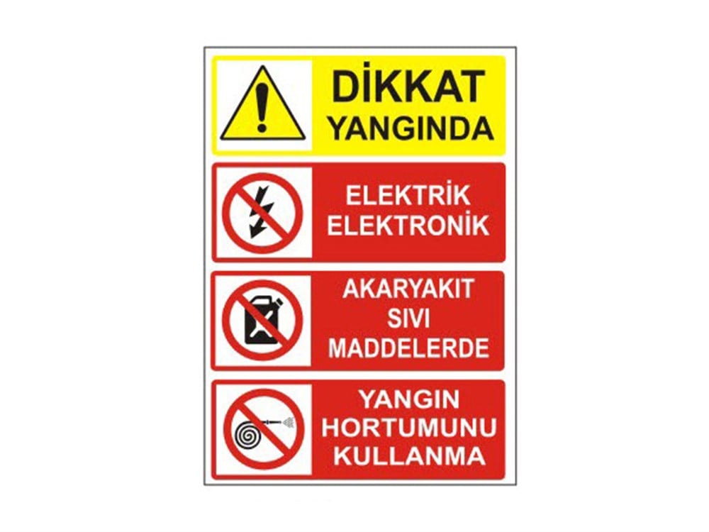 Dikkat Yangında Kullanma Levhası