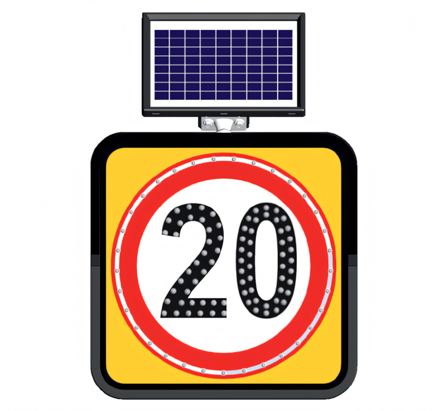 Güneş Enerjili Azami Sınırı Levhası 20 km 60 x 60 cmGüneş Enerjili Yol Bakım Levhaları