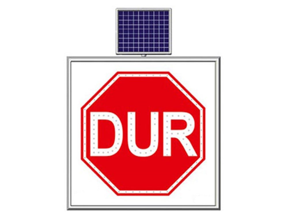 Güneşli Enerjili DUR Levhası 100x100cm