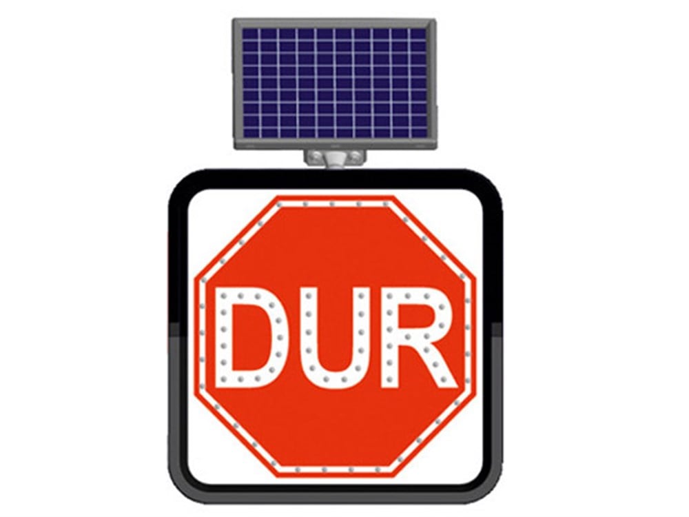 Güneşli Enerjili DUR Levhası 60x60cm