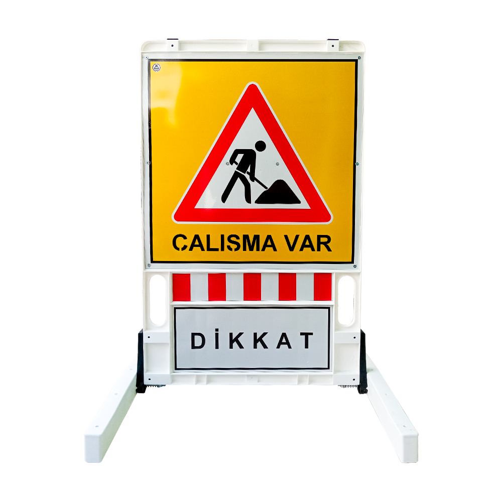 Folding Warning Barrier with Signboard 150 x 90 cm