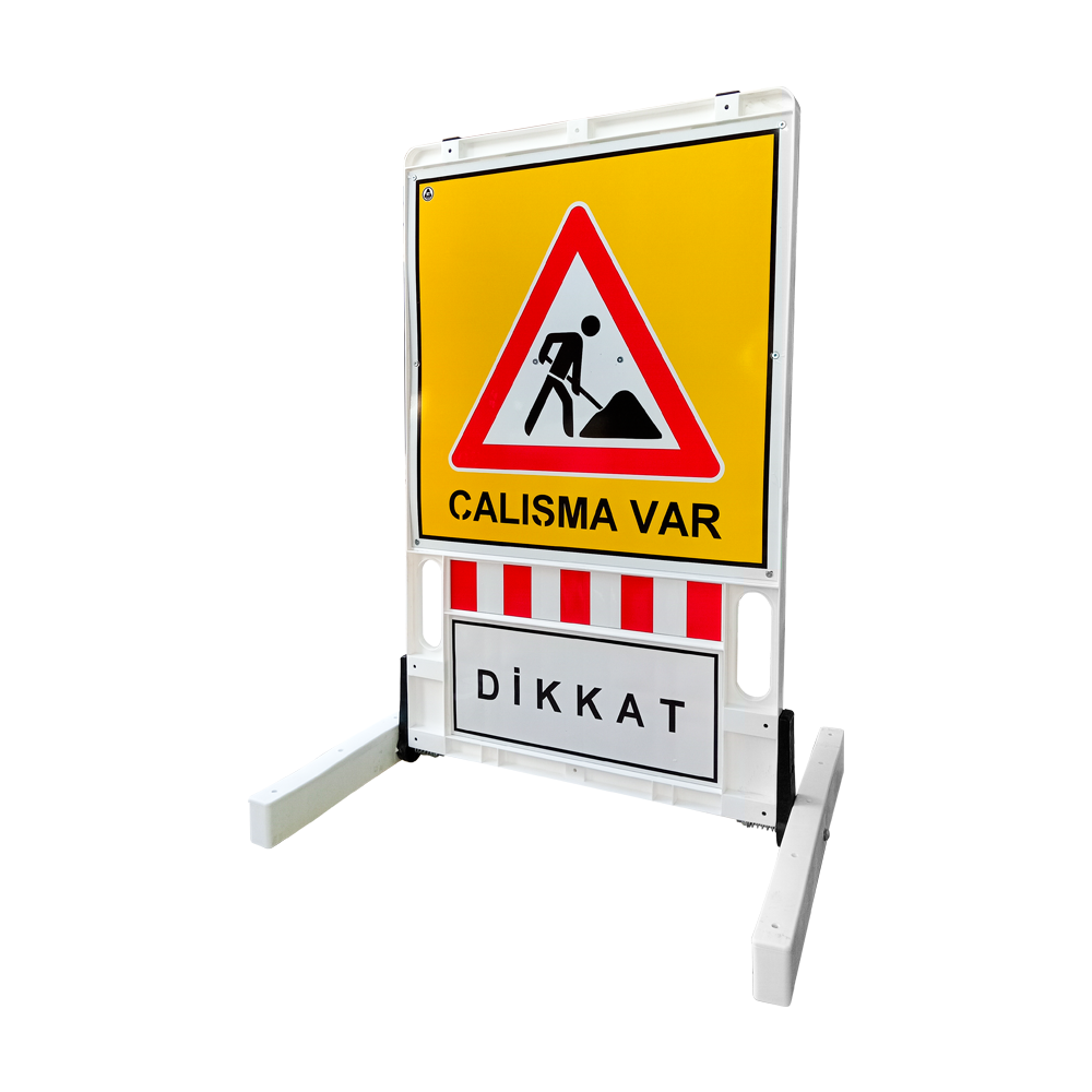 Folding Warning Barrier with Signboard 150 x 90 cm