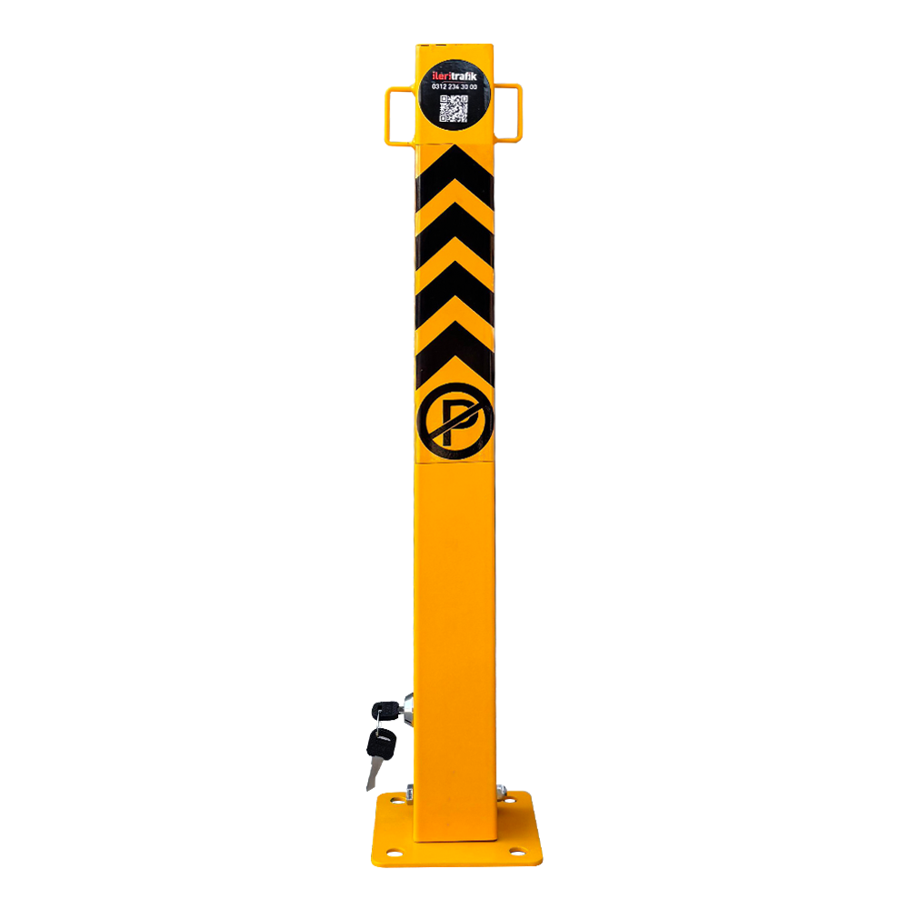 Key- Locked Foldable Parking Post with Chain Rings 60 cm