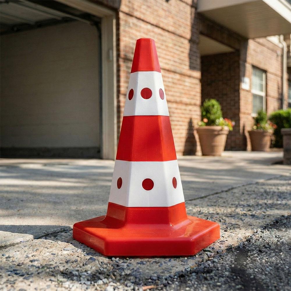 Klasik Kedi Gözlü Trafik Konisi 50 cm - Ağırlıksız Trafik Dubası