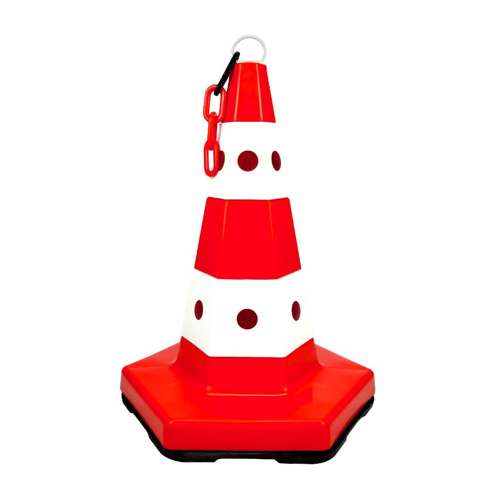 Klasik Kedi Gözlü Trafik Konisi 50 cm Ağırlıklı Trafik Dubası