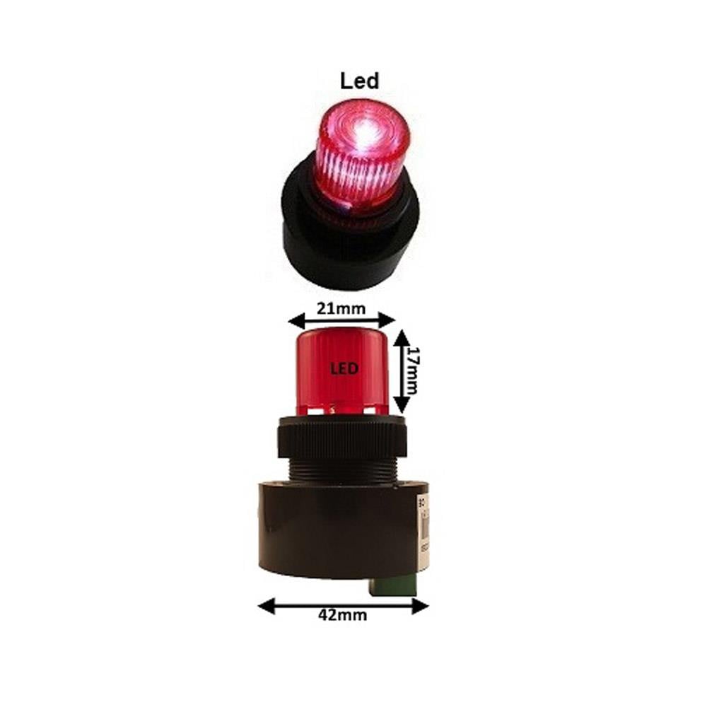 LED Işıklı Buzzer 90 dB 220 VAC DC