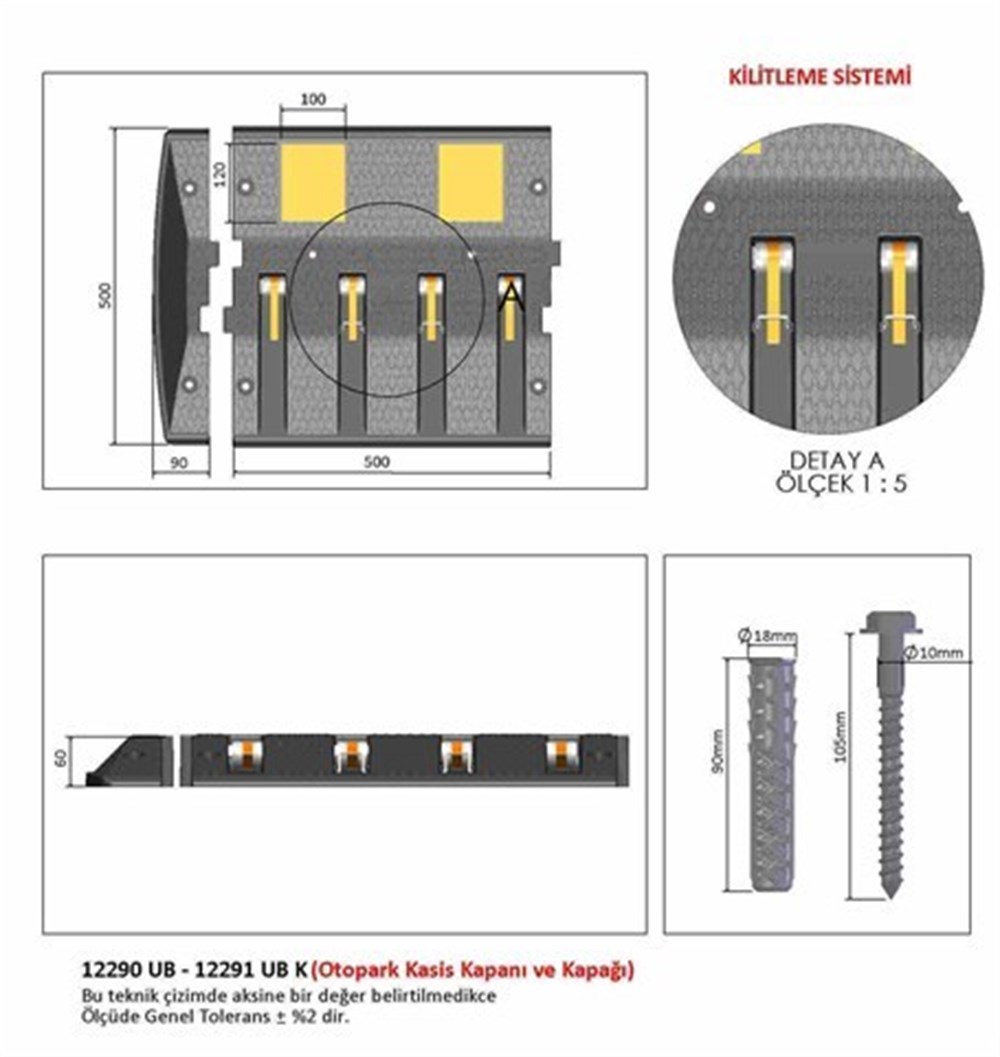 Otopark Kasis Kapanı 50 x 50 x 6 cm 9 Metre