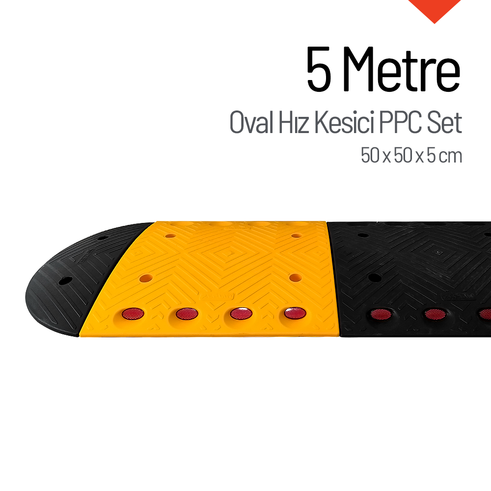 Oval Hız Kesici PPC, Kapaklı Yol Kasisi Set - 5 Metre