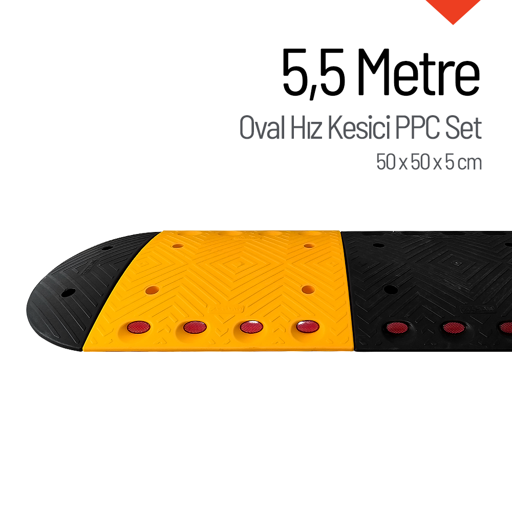 Oval Hız Kesici PPC, Kapaklı Yol Kasisi Set - 5,5 Metre