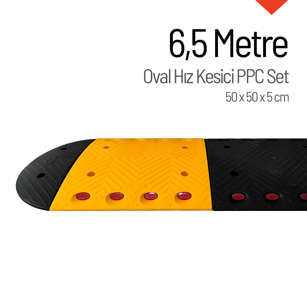 Oval Hız Kesici PPC, Kapaklı Yol Kasisi Set - 6,5 Metre
