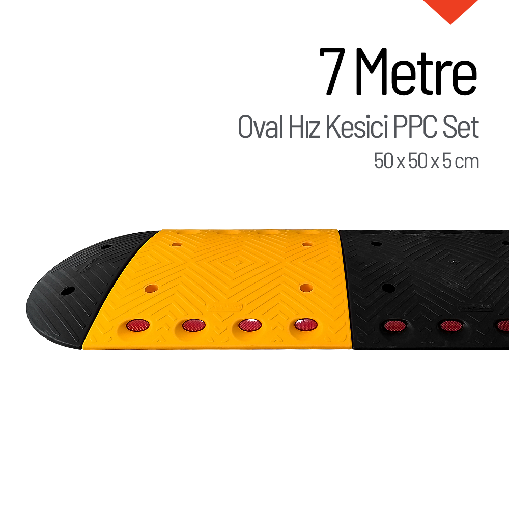 Oval Hız Kesici PPC, Kapaklı Yol Kasisi Set - 7 Metre