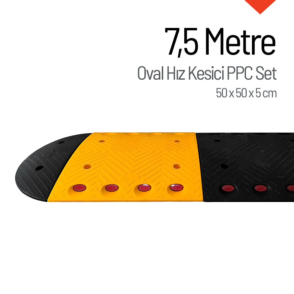 Oval Hız Kesici PPC, Kapaklı Yol Kasisi Set - 7,5 Metre