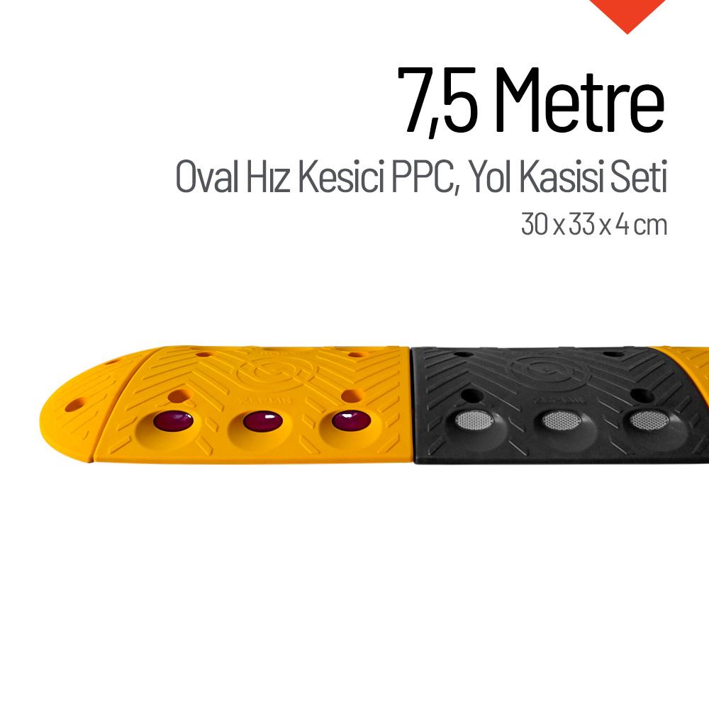 Oval Hız Kesici PPC, Kapaklı Yol Kasisi Set - 7,5 Metre