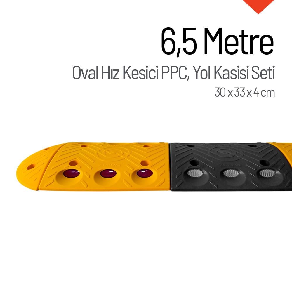 Oval Hız Kesici PPC, Kapaklı Yol Kasisi Set - 6,5 Metre