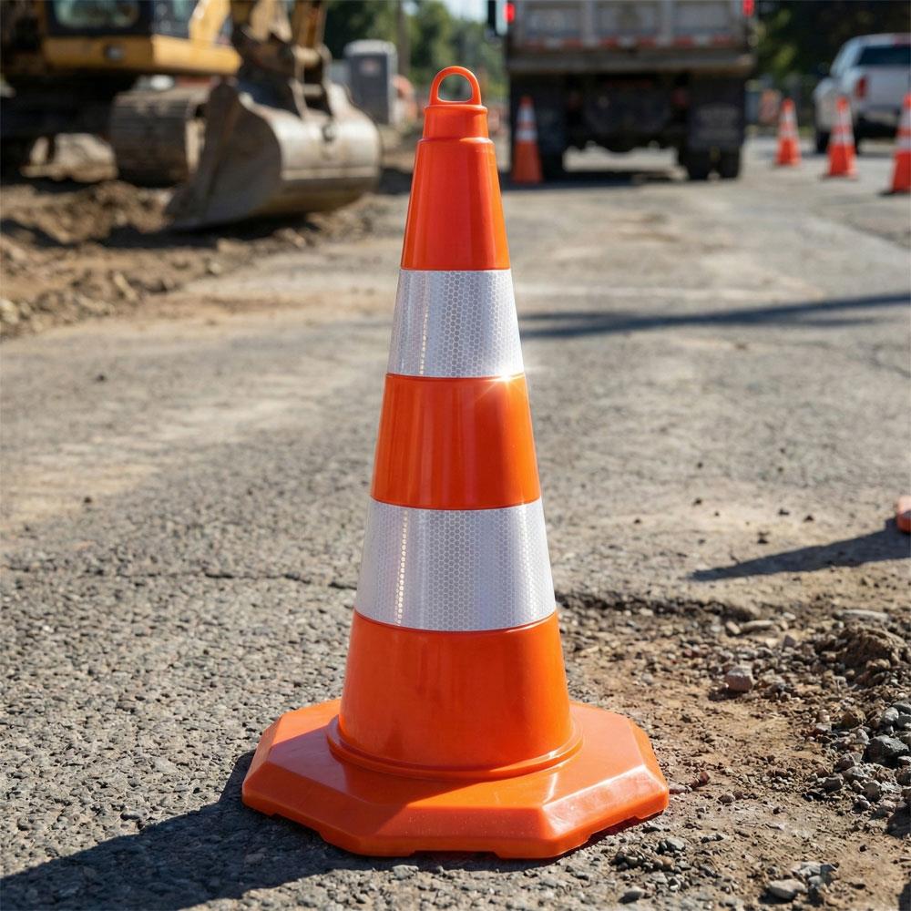 PVC Trafik Konisi 52 cm Çift Reflektifli - Ağırlıksız Trafik Dubası