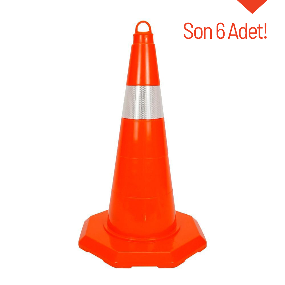 PVC Trafik Konisi 52 cm Tek Reflektifli - Ağırlıksız Trafik Dubası