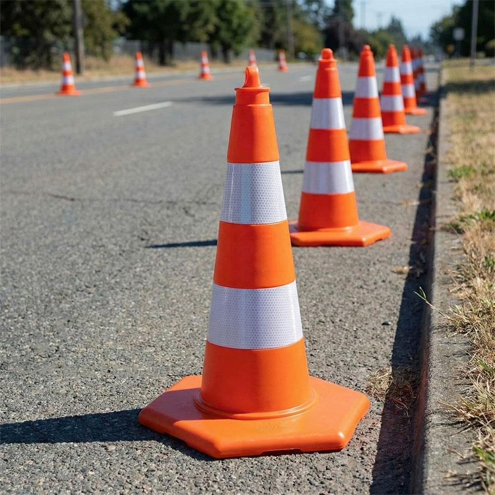 PVC Traffic Cone 75 cm  with Hexagonal Base