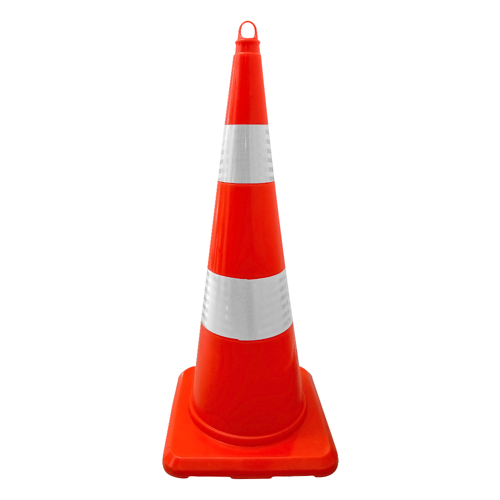 PVC Trafik Konisi 90 cm Çift Reflektifli - Ağırlıksız Trafik Dubası