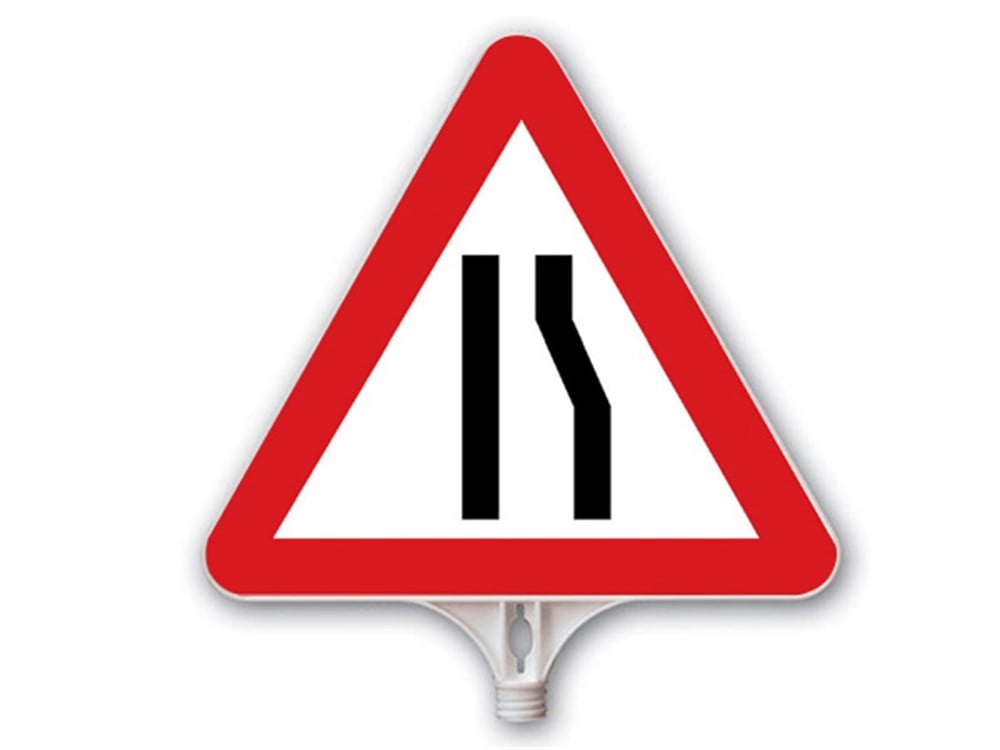 Sağdan Daralan Yol Üçgen Levha Çift Taraf Baskı