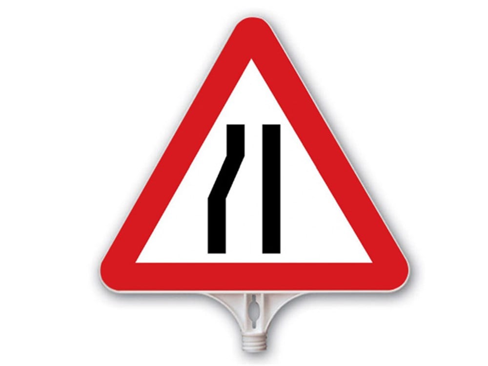 Soldan Daralan Yol Üçgen Levha Çift Taraf Baskı