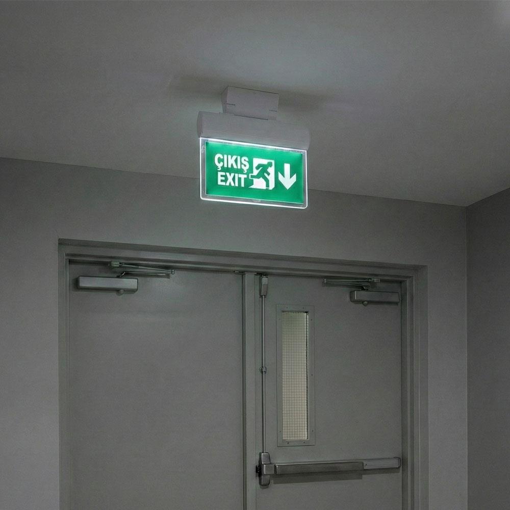 Çiftyüz Acil Çıkış Yönlendirme Armatürü O Seri 38 x 300 x 220 mm