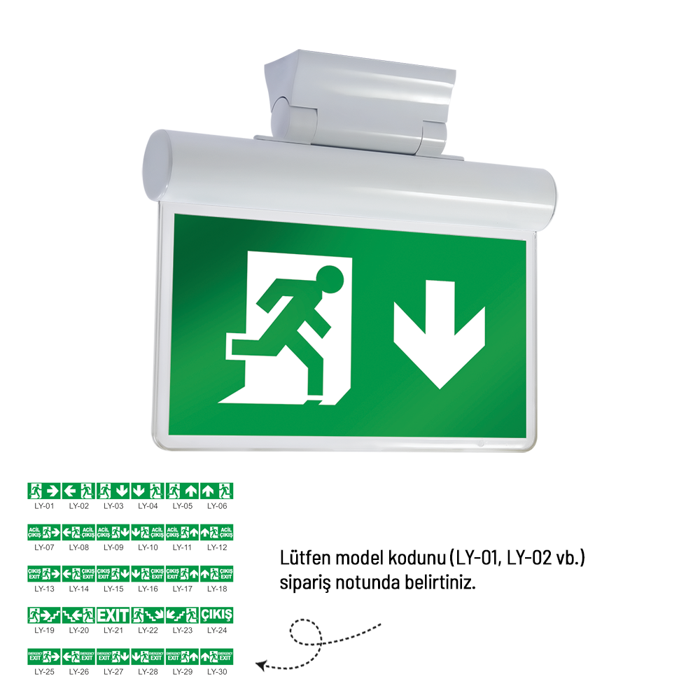 Çiftyüz Acil Çıkış Yönlendirme Armatürü SF Seri 40 x 240 x 170 mm