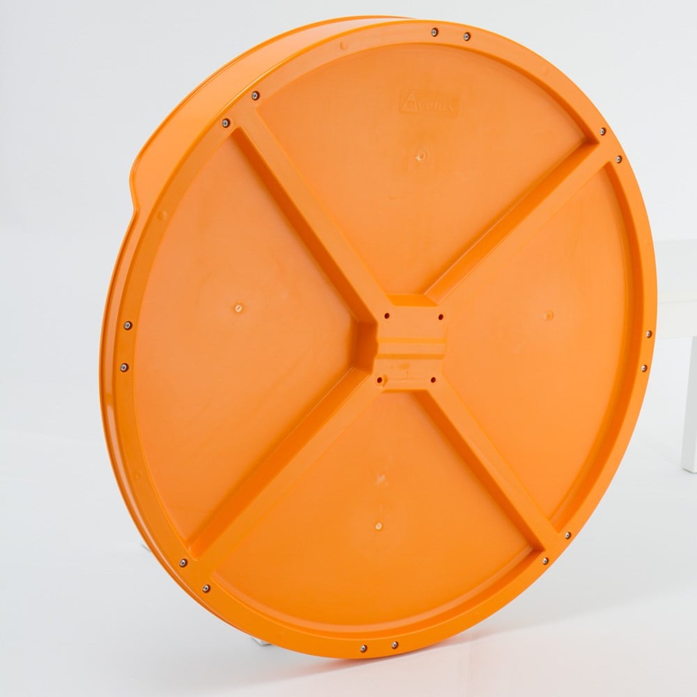 Traffic Safety Mirror 80 cm Yellow-Black and 2 m Galvanized Flanged Pole Set