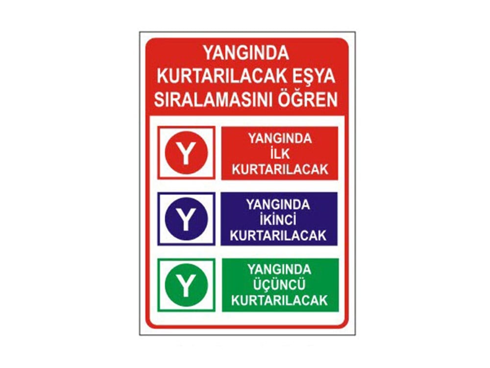 Yangında Kurtarılacak Eşya Levhası