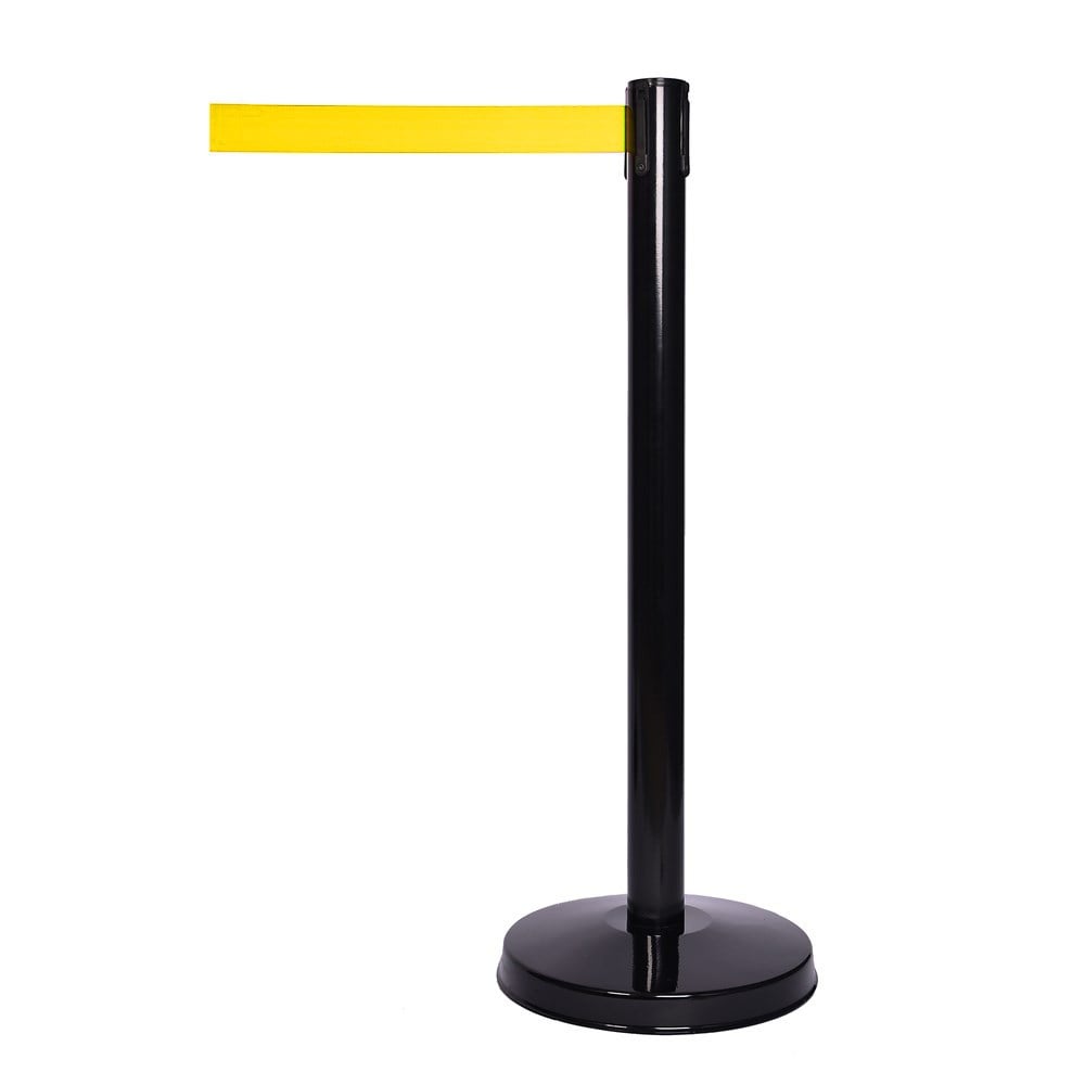 Black Retractable Belt Barrier- Electrostatically Painted