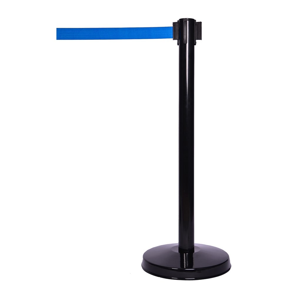 Black Retractable Belt Barrier- Electrostatically Painted