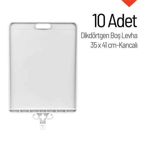 10 Adet Kancalı Dikdörtgen Boş Levha 35x41 cm