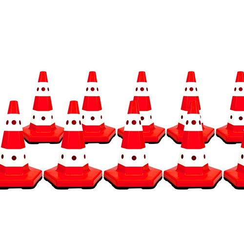 10 Adet Klasik Kedi Gözlü Trafik Konisi 50 cm Trafik Dubası