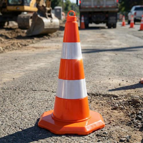 10 Adet PVC Trafik Konisi 52 cm Çift Reflektifli - Ağırlıksız Trafik Dubası Seti