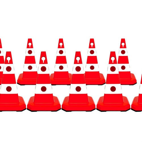 10 Adet Ultra Kedi Gözlü Trafik Konisi Ağırlıklı 60cm Trafik Dubası