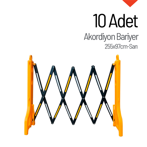 10lu Akordiyon Bariyer Seti Sarı 255 x 97 cm