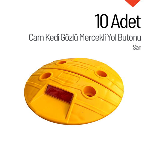 10lu Cam Kedi Gözlü Mercekli Yol Butonu Seti