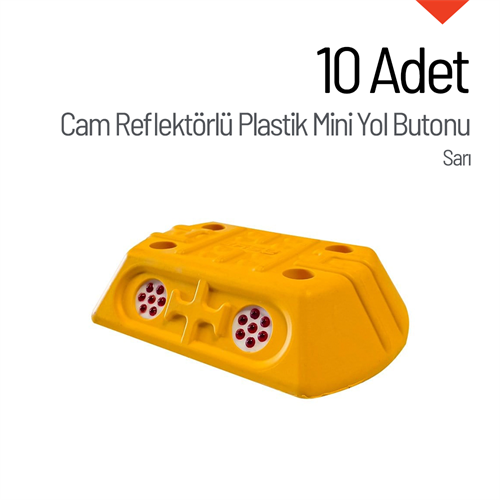 10lu Cam Reflektörlü Plastik Mini Yol Butonu
