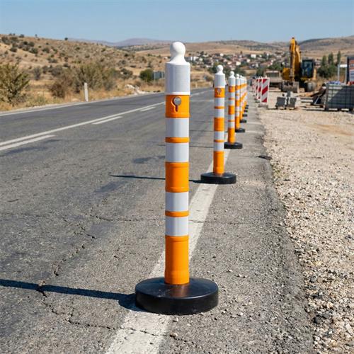 10lu Dubalı Sarı Uyarı Dikmesi, 4 Reflektifli - 120 x 11 cm