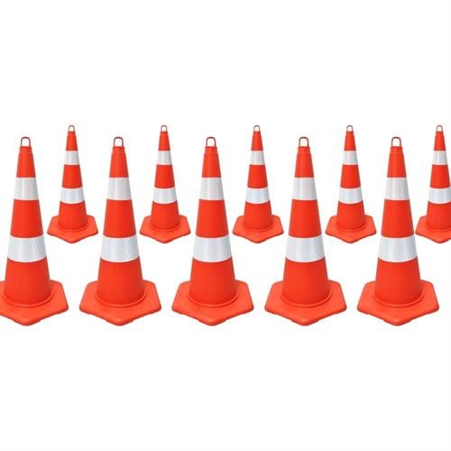 10lu PVC Trafik Konisi Seti 75 cm EKO Trafik Dubası
