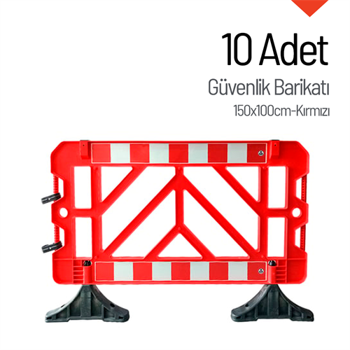 10- Pack Red Safety Barrier 150 x 100 cm