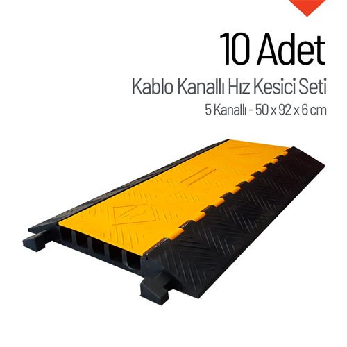 10lu Kablo Kanallı Hız Kesici 5 Kanallı, Yol Kasisi 50 x 92 x 6 cm