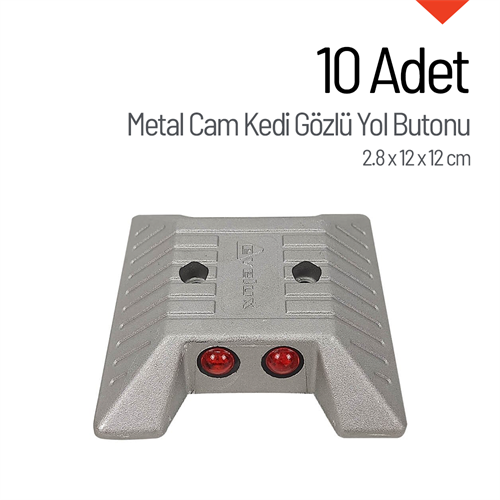 10lu Metal Cam Kedi Gözü Yol Butonu Seti 2.8 x 12 x 12 cm