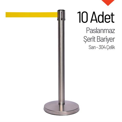10-Pack Stainless Retractable Belt Barrier – 304 Steel