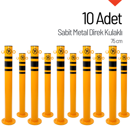 10lu Sabit Metal Direk Seti Kulaklı, Metal Duba 75 cm