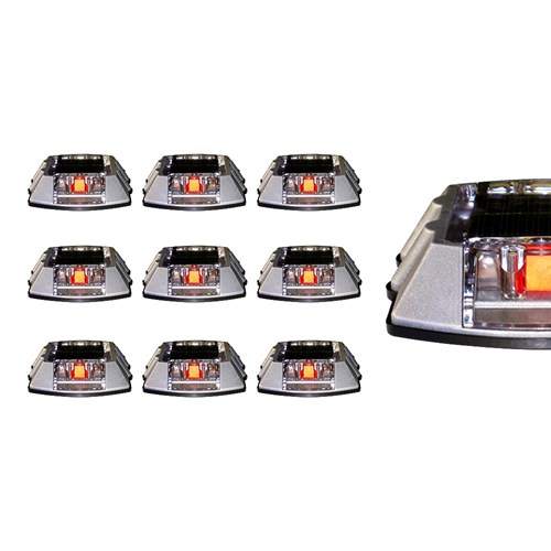 10lu Set Kırmızı Solar Çakar Yol Butonu, Poliüretan Taban